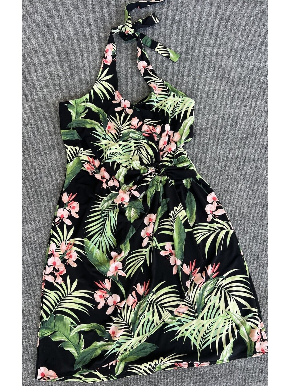 Tommy Bahama Clara Atlantic Orchid Dress Women S Black Green Floral Halter Wrap